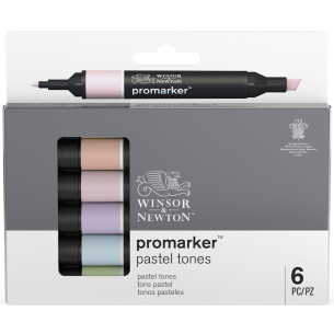 Winsor & Newton ProMarker Set, 6-Markers, Rich Tones 
